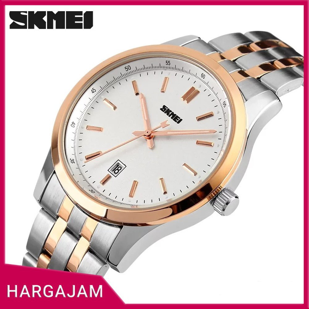 Jam Tangan Pria Original SKMEI 1125 silver rose Diameter kecil rantai stainless steel by hargajam