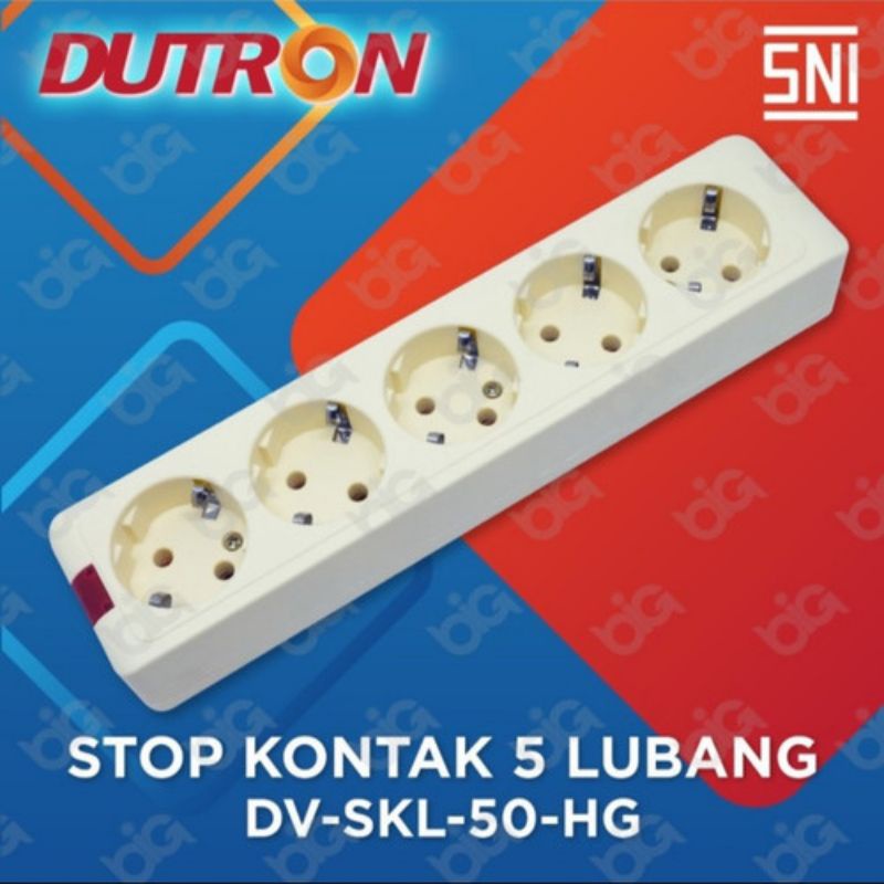 STOP KONTAK 5 LUBANG DUTRON DV-SKL-50-HG COLOK COLOKAN SAMBUNGAN LISTRIK KUNINGAN ASLI 5LUBANG TANPA KABEL