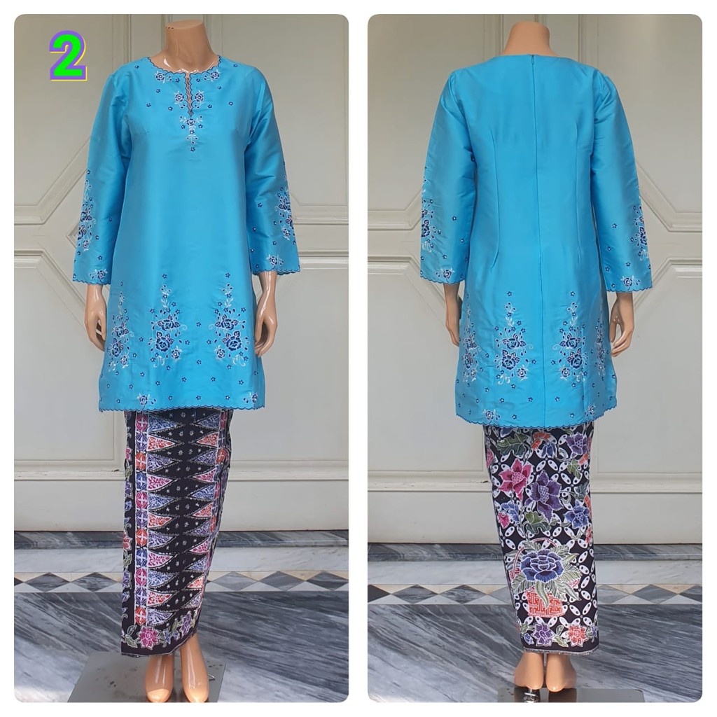 STELAN BAJU KURUNG MELAYU BORDIR WARNA / SET TUNIK MELAYU DAN ROK TUMPAL