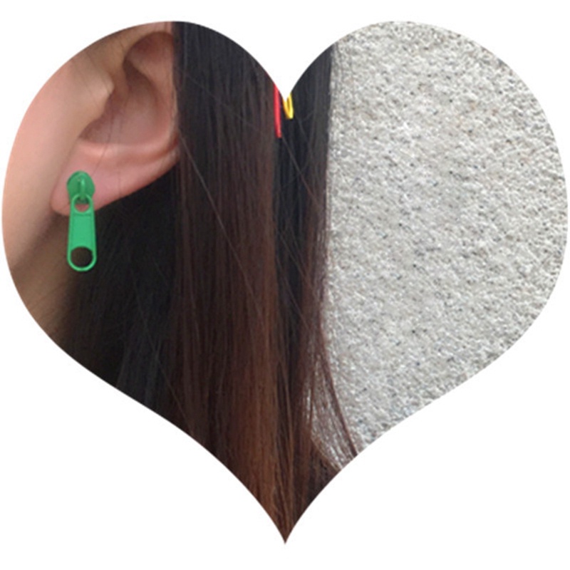 Anting Tusuk Gantung Desain Resleting Warna Warni Gaya Minimalis Untuk Wanita