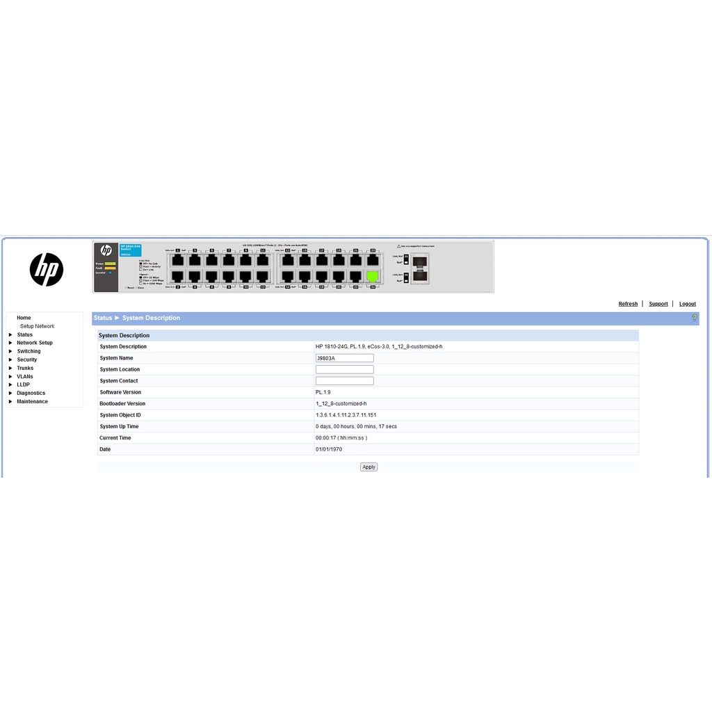 switch hub hp 1810 24g j9803a 24 port gigabit web base manage