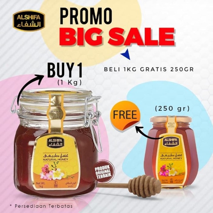 

✨COD✨ Madu Arab Alshifa paket 1kg free 250gr / madu al shifa paket hemat