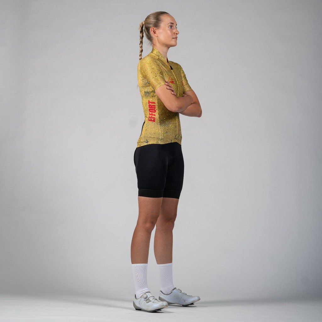 PEDAL MAFIA Women's Artist Series Jersey - PM X OC Drop Cloth Mustard