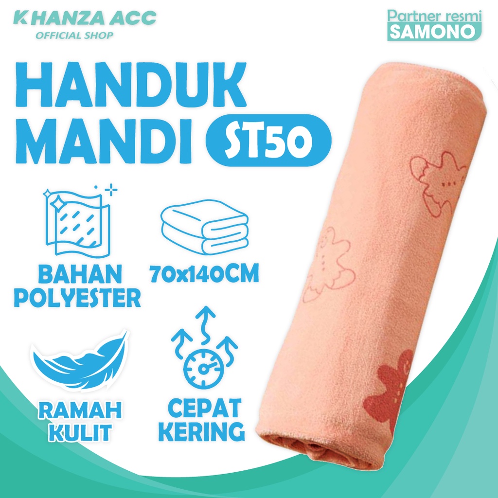 KHANZAACC SAMONO ST50 Handuk Mandi Dewasa Bahan Lembut Cepat Kering Termurah