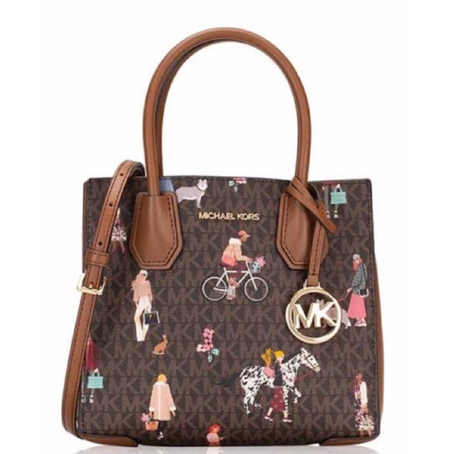 michael kors mk jet set travel medium mercer girls messenger brown multi