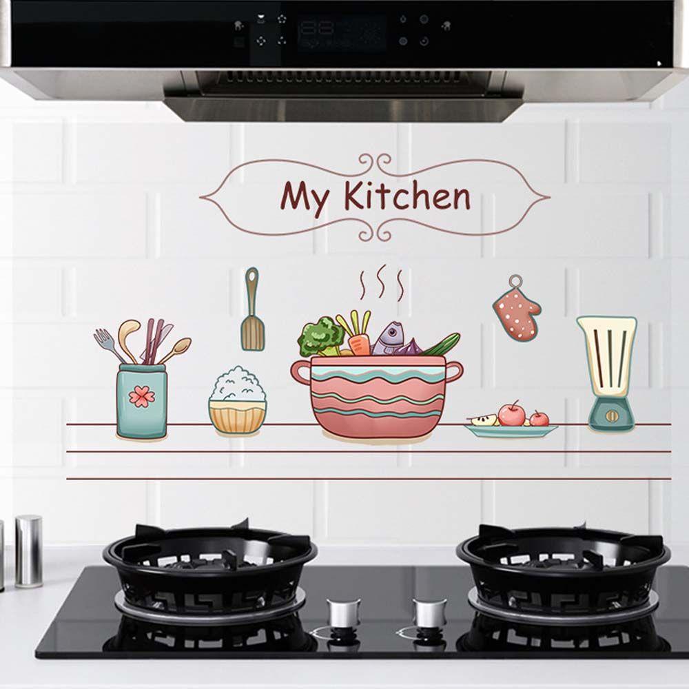 Rebuy Stiker Dinding Tahan Minyak Perekat Diri Suhu Tinggi Kabinet Dapur Mural