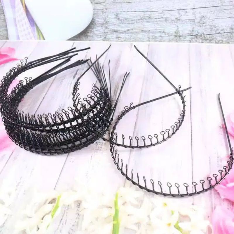 BANDO PRIA WANITA SIRKAM POLOS HITAM/ BANDO FASHION KOREA IMPORT SIRKAM KAWAT POLOS HITAM SATUAN