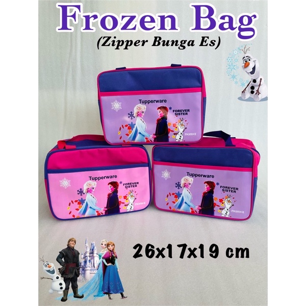 Tas Frozen Elsa Tupperware (zipper bunga es)// Tas forever sister// tas bekal
