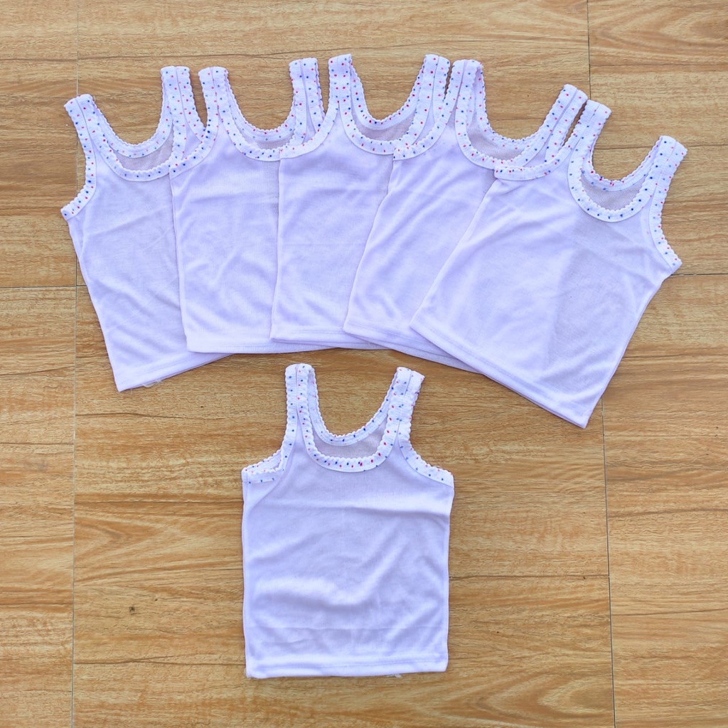 1 LUSIN (12 pcs) Singlet bayi PUTIH ukuran S / M / L / XL grosir