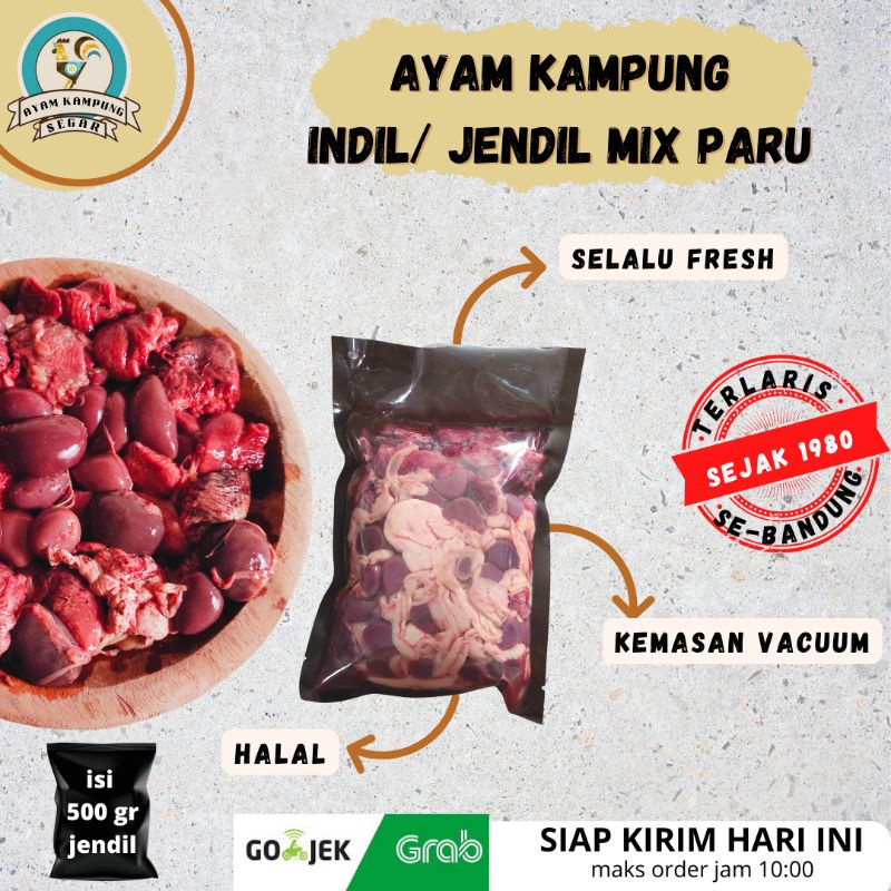 

Indil/ Jendil Ayam Mix Paru Jeroan Ayam Kampung per 500 gram khusus Bandung