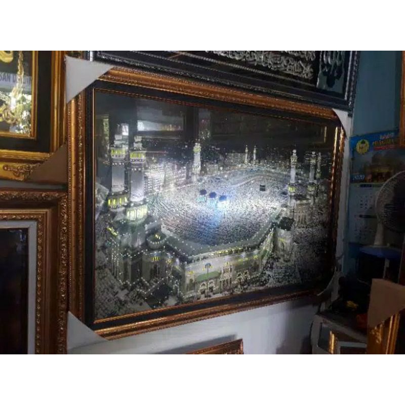 HIASAN DINDING KABAH LAMPU DAN MUROTAL QU'RAN UKURAN BESAR