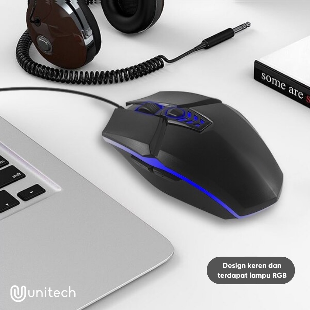Mouse Gaming Kabel USB Unitech 1200DPI Dengan 7 Lampu LED V8