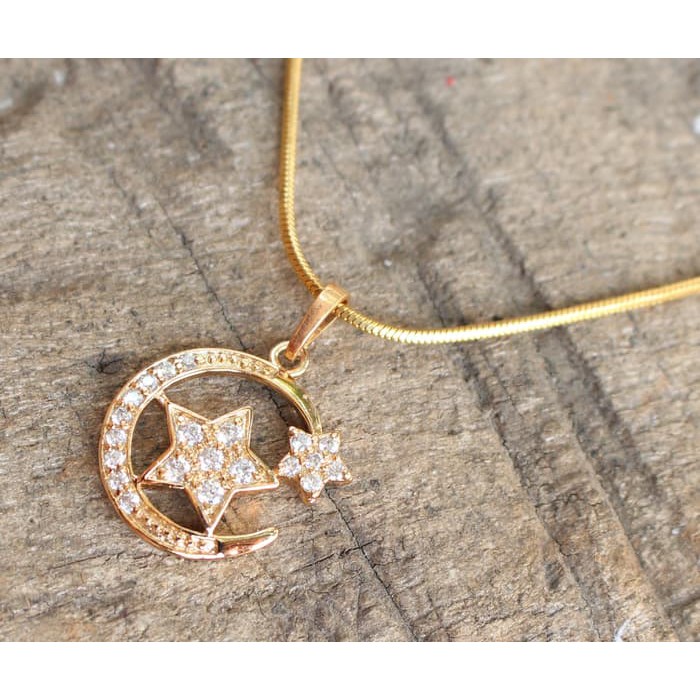 Liontin Xuping Bulan Bintang Lapis Emas