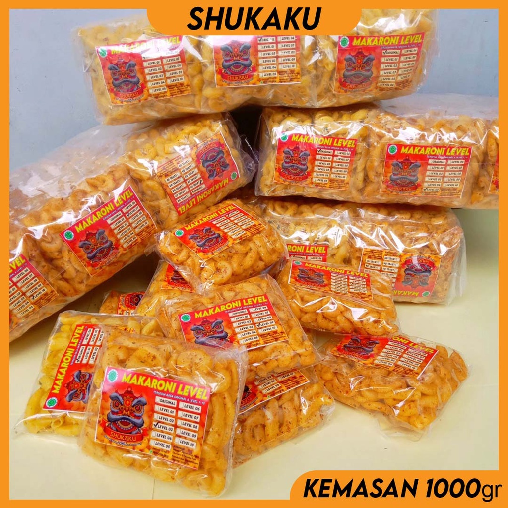 

SHUKAKU Makaroni Level Rasa Pedas Level 07 Kemasan 1kg isi 24pcs