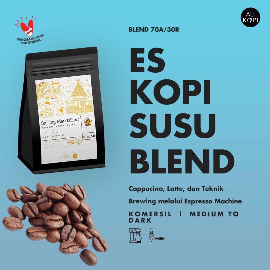 

KOPI SUSU BLEND - SMAILING MANDALING 200G - MEDIUM TO DARK BY ALI KOPI
