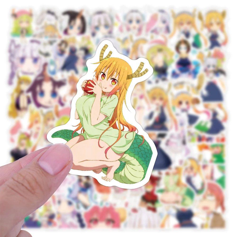 Lanfy Miss Kobayashis Dragon Maid Tahan Air Kreativitas Laptop Self-Adhesive Alat Tulis Stiker Ponsel Dekorasi Graffiti Stiker