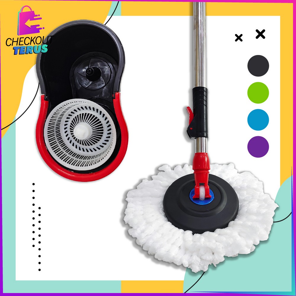 CT C526 Alat Pel Lantai Dengan Ember Serbaguna Kain Pel Spin Mop Alat Pembersih Lantai Praktis Kain Pel Spin Mop