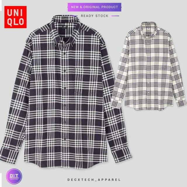 Kemeja Kasual Flannel Motif Kotak Garis UNIQLO - Pria - New & Original