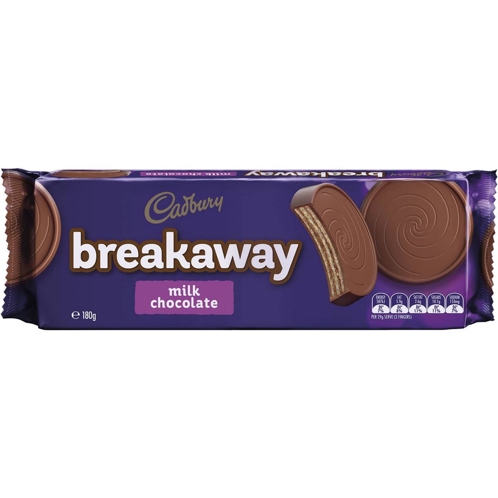 

Cadbury Breakaway Milk Chocolate Biscuit 180g/Cadbury Australia/Breakaway Cadbury isi 6 2/2025