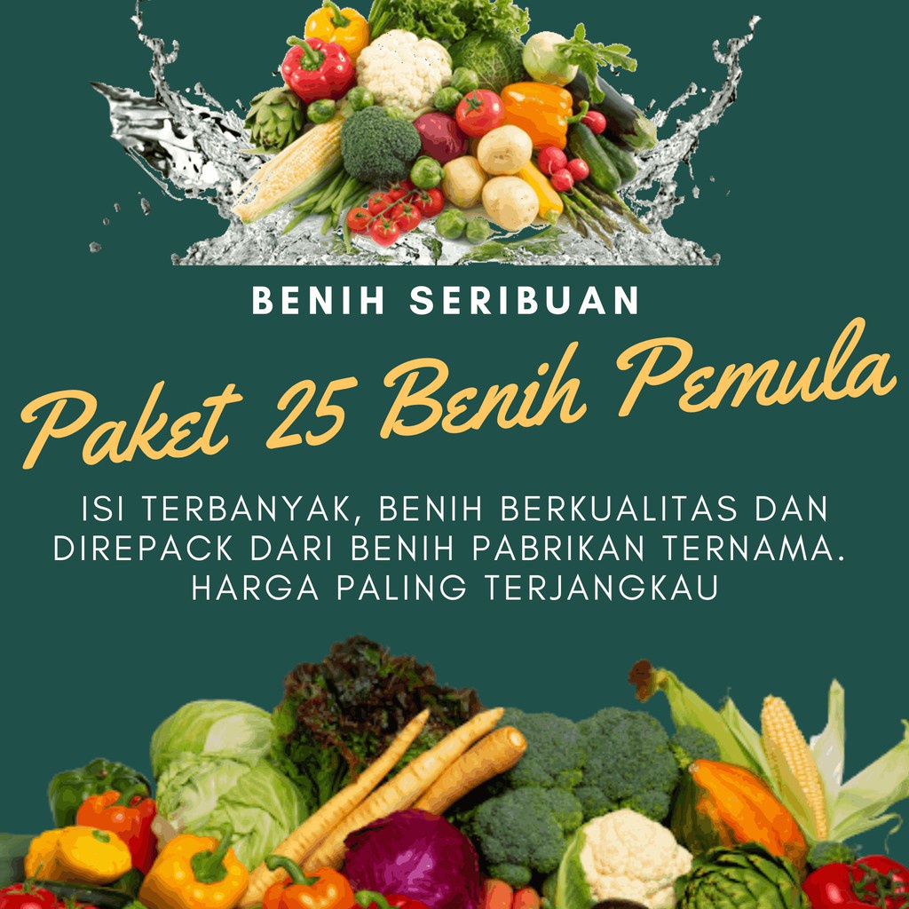 Bibit Sayuran Lengkap 25 Macam Benih Sayuran Pemula Hidroponik 30 Hari Panen Kangkung Cabe Sawi Terong Tomat dll