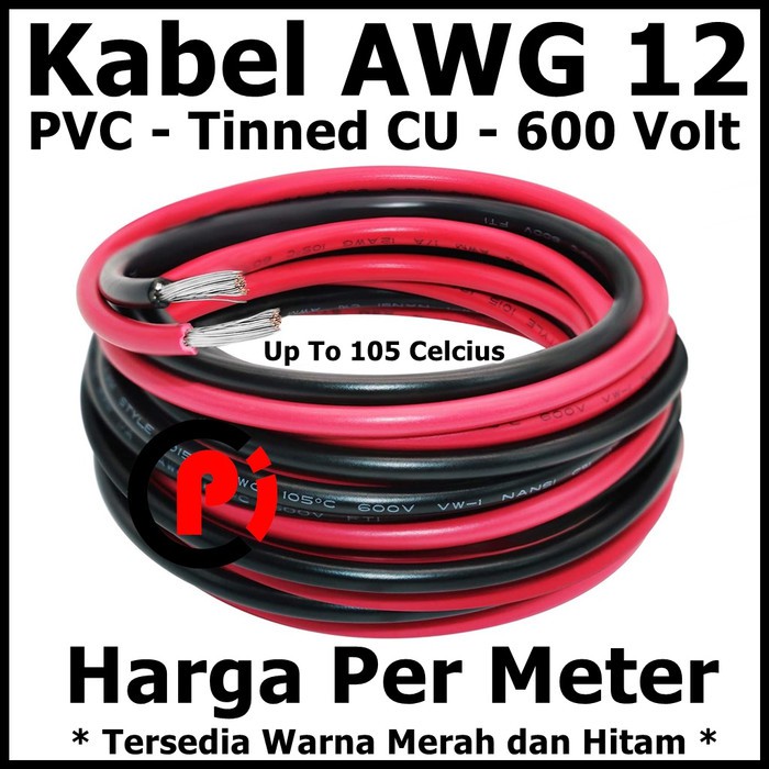 Kabel AWG 12 PVC Tinned CU AWG12 Up To 105 Celcius 600 Volt Per Meter