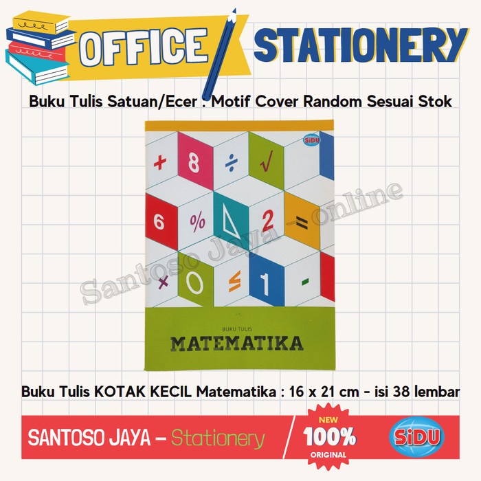 

Buku Tulis Kwarto Matematika KOTAK KECIL 38 lembar 16x21 cm SATUAN/ECER