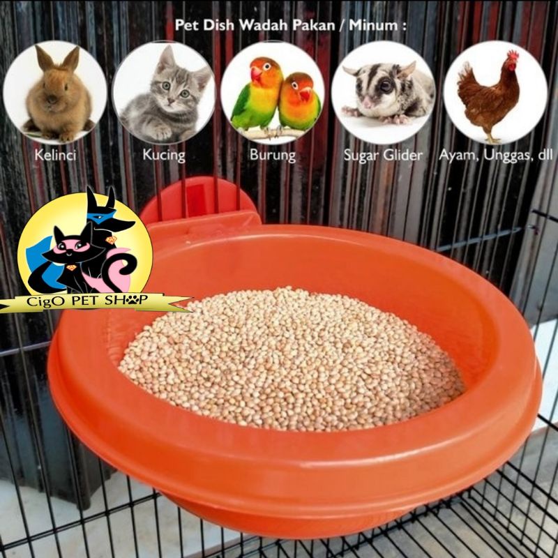 Tempat makan hewan model gantung pet dish bowl feeder anjing kucing kelinci dll tempel dalam kandang