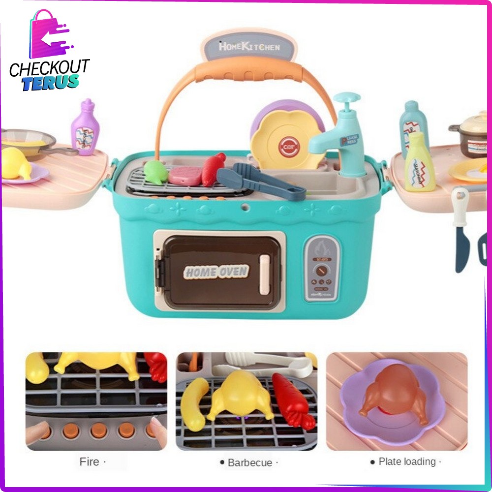 CT M27 Mainan Home Picnic Kitchen Set 906 Mainan Dapur Masak Masakan dan Wastafel Cuci Piring Mainan Edukasi Anak