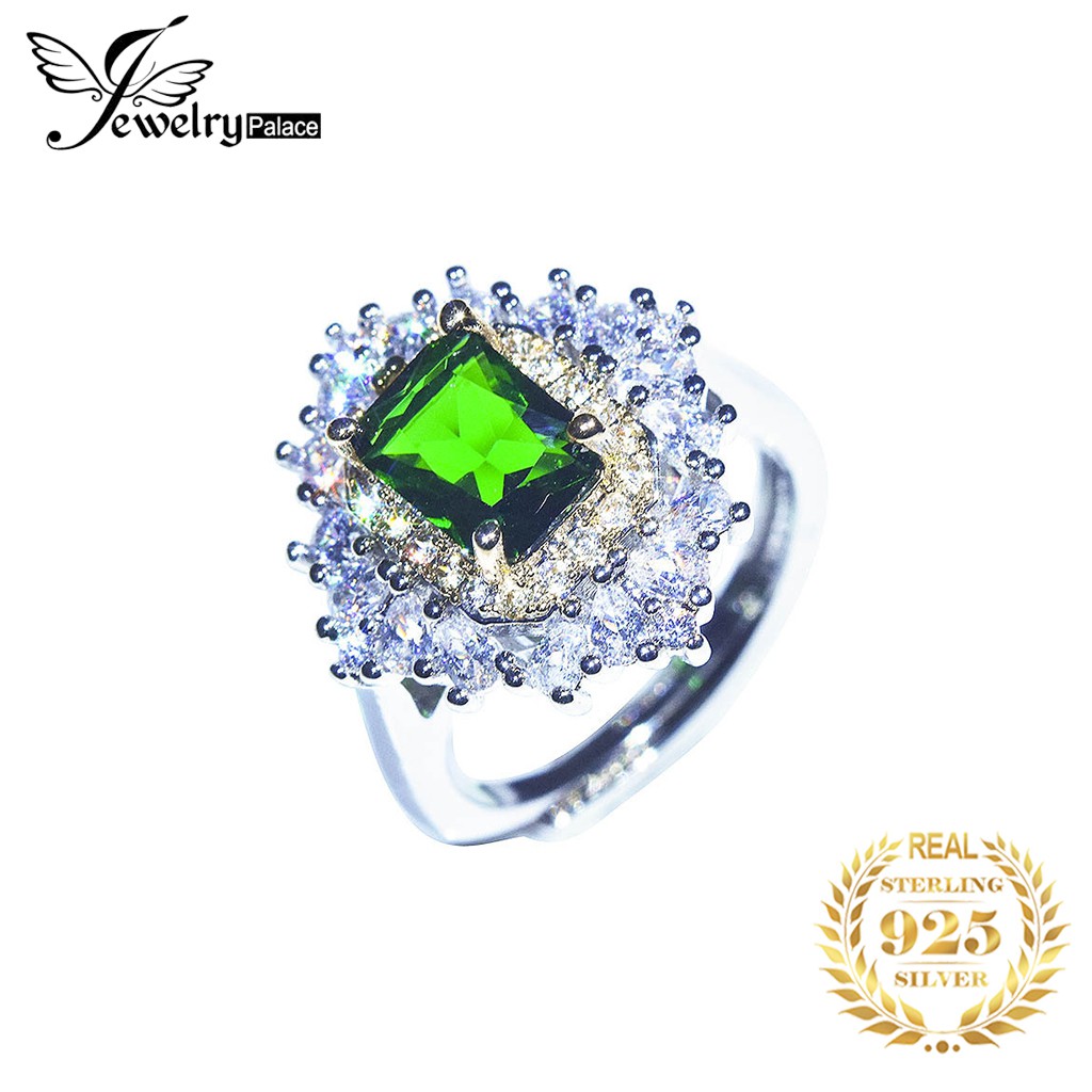 925 Perak Emerald Kuning Sapphire Cincin Wanita Pertunangan Cincin Adjustable Perhiasan