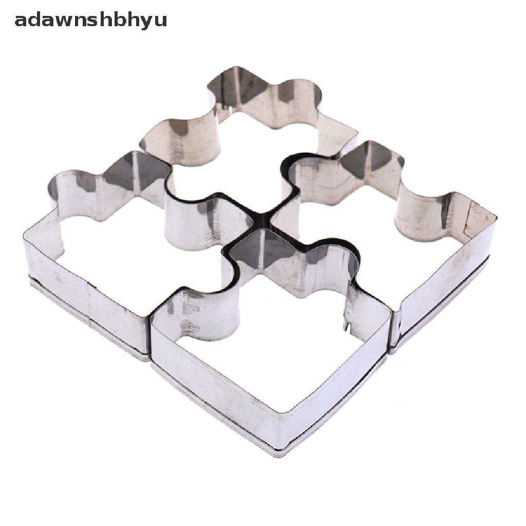 Adawnshbhyu 4pcs /set Kue Kering Bentuk Puzzle Stainless Steel Biskuit Cetakan Dessert Membuat Alat