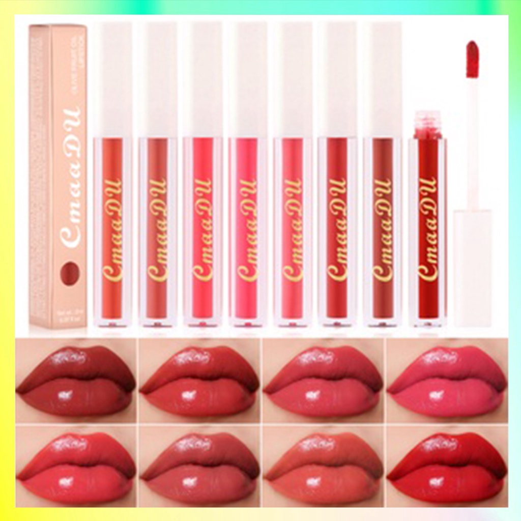 CMAADU Lipstik Olive Fruit Oil Gloss Lipstick 8 Warna Liquid  Waterproof And Drable XX060