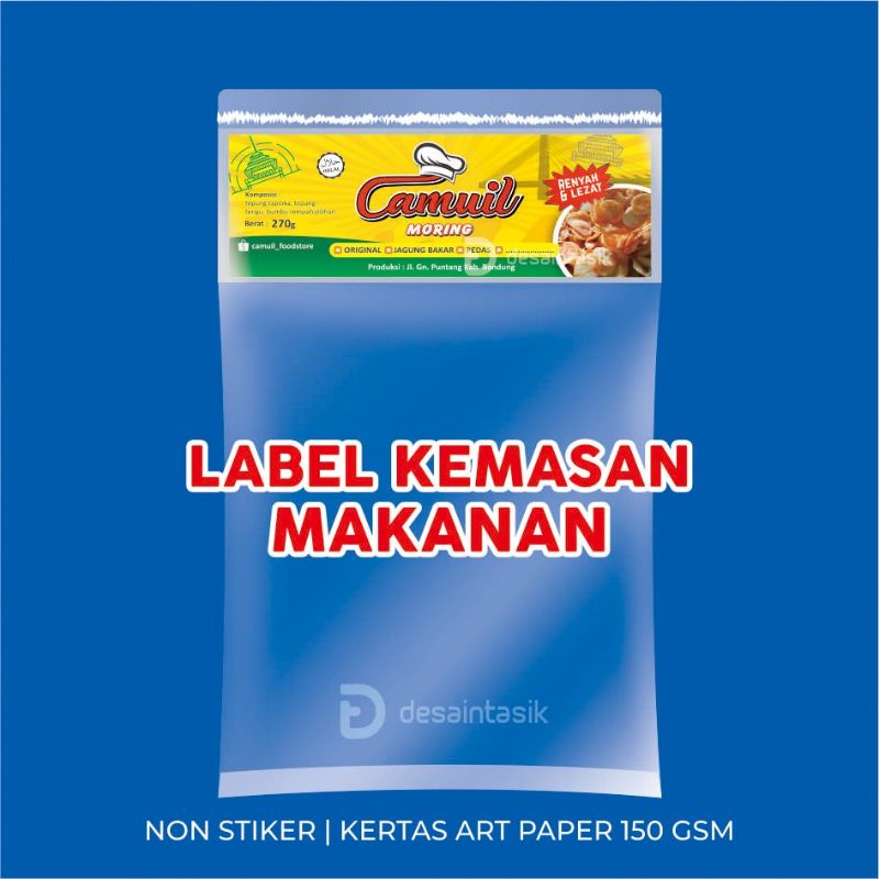 Label kemasan makanan, snack, keripik, makaroni, kerupuk,