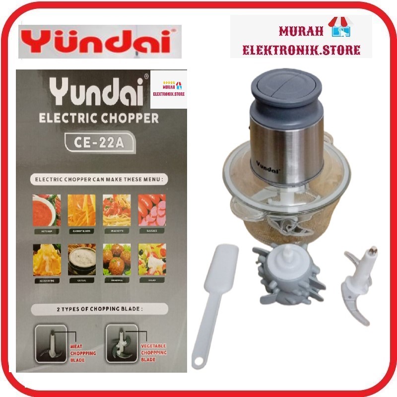 Food Processor Yundai CE-22 A 2 Liter Kaca / Chopper Daging Bumbu kering basah / penggiling