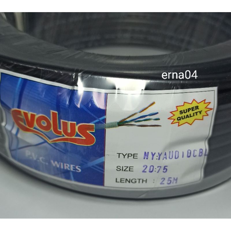 Kabel Listrik/Audio Serabut HYO Evolus 2x0.75 (25Meter) Hitam