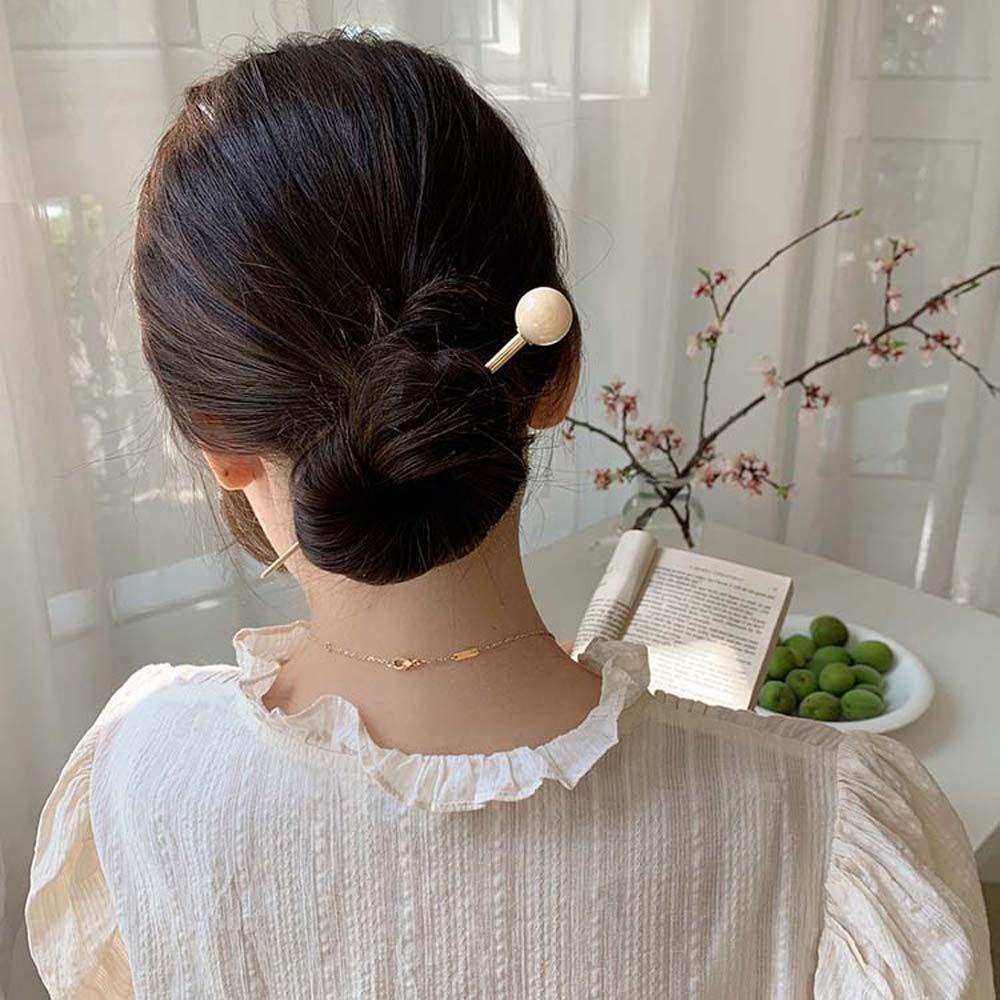 NEEDWAY Gaya Kuno Jepit Rambut Gadis Aksesoris Rambut Retro Bola Logam Wanita Jepit Rambut Manik-Manik Kaca Hairstyle Desain Alat Hiasan Kepala Gaya Cina