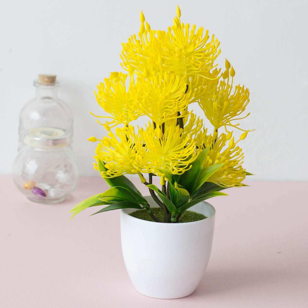 AM612 Bunga plastik / pajangan bunga Artificial / Vas Bulat-3