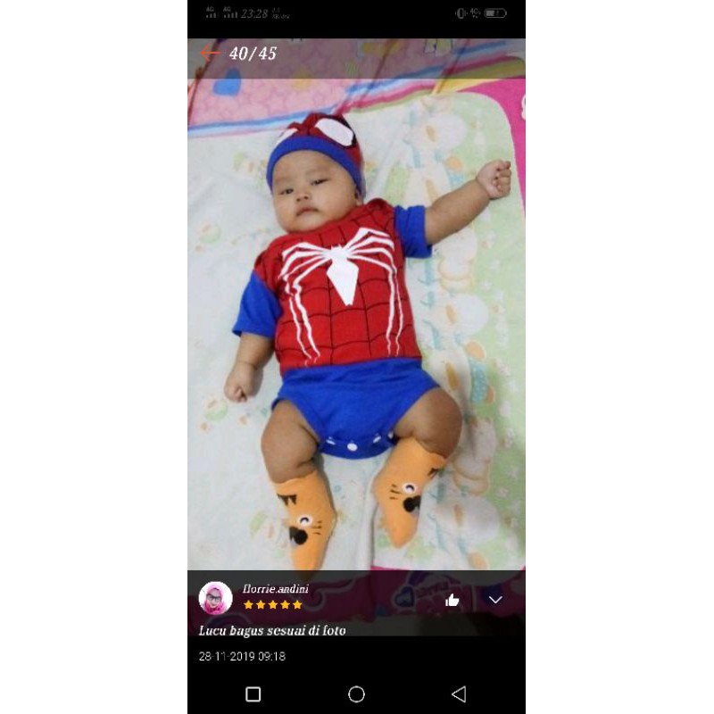 BAJU BAYI JUMPER BAYI MOTIF SPIDERMAN/KOSTUM BAYI/ BAJU BAYI KARAKTER HERO SPIDERMAN