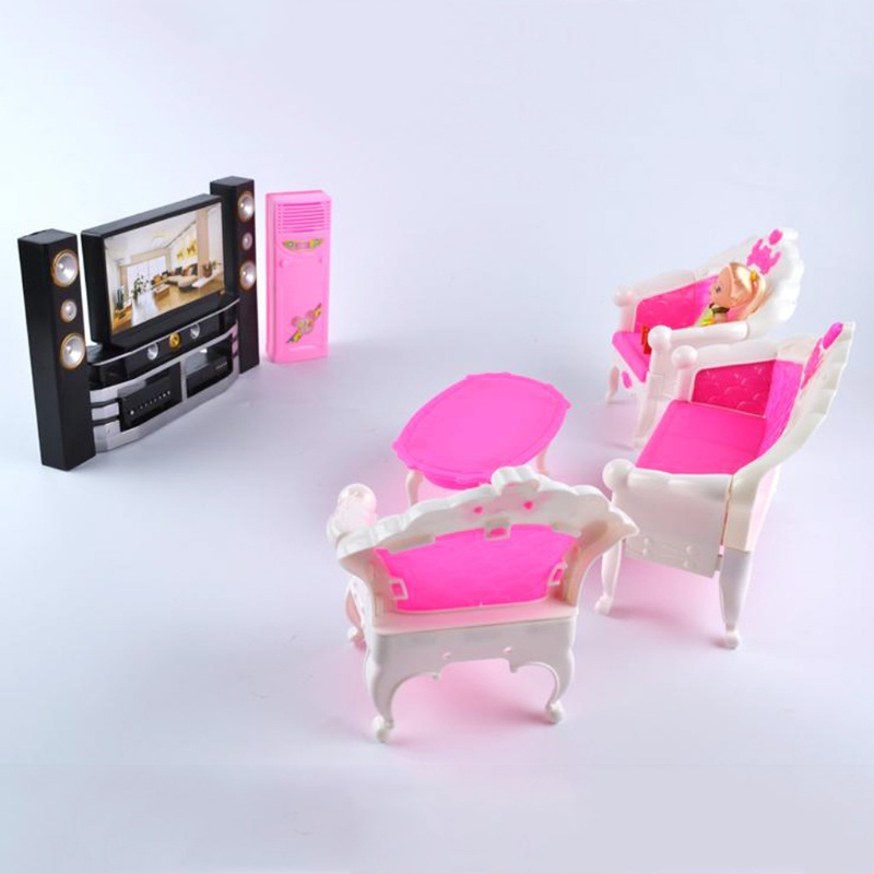 Mary Hot Kid Aksesoris Furniture Rumah Boneka TV Teater Set Outfit Untuk Untuk Dol