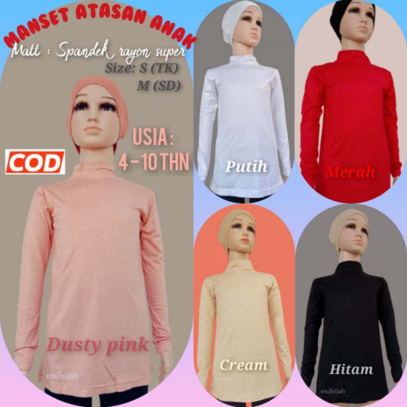 MANSET ANAK RAYON SPANDEK SUPER/KAOS MUSLIM ANAK PEREMPUAN/KAOS TANGAN PANJANG ANAK S &amp; M