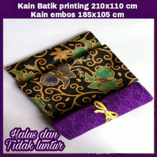 Kain batik motif printing dan embos ungu modern Pekalongan
