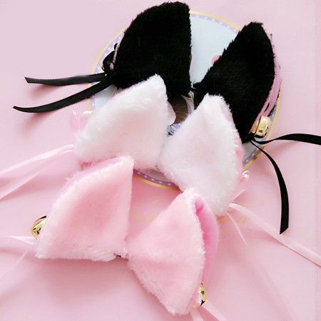 HPNK kawaii nekomimi jepit kuping kucing neko cat hairpin black white gray