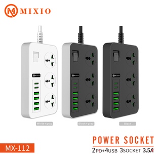 MIXIO MX-112 Power Socket Adaptor Charger Stop Kontak 2PD+4USB+3SOCKET
