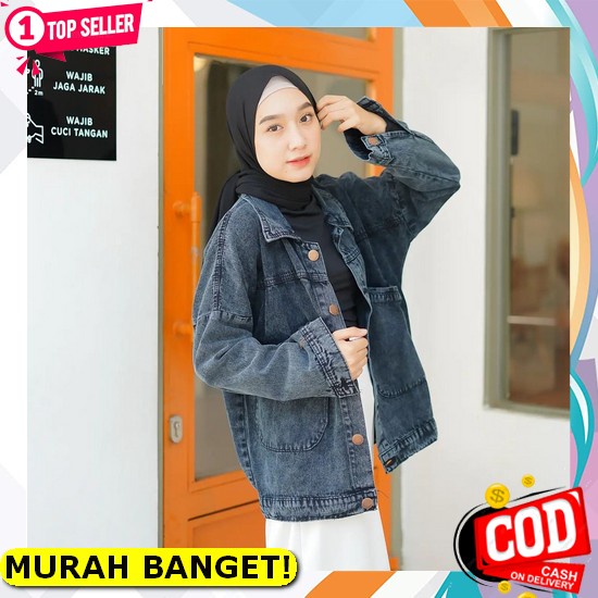 Jaket Jeans Crop Wanita / Jaket Jumbo Dorio Ld 100-140 / Jaket Oversize Casual Wanita Oversize Jaket