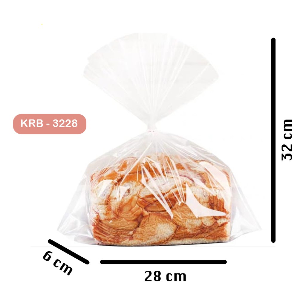 

( -+80pc )Plastik packaging roti tawar KRB-3228 / plastik bening / plastik polos