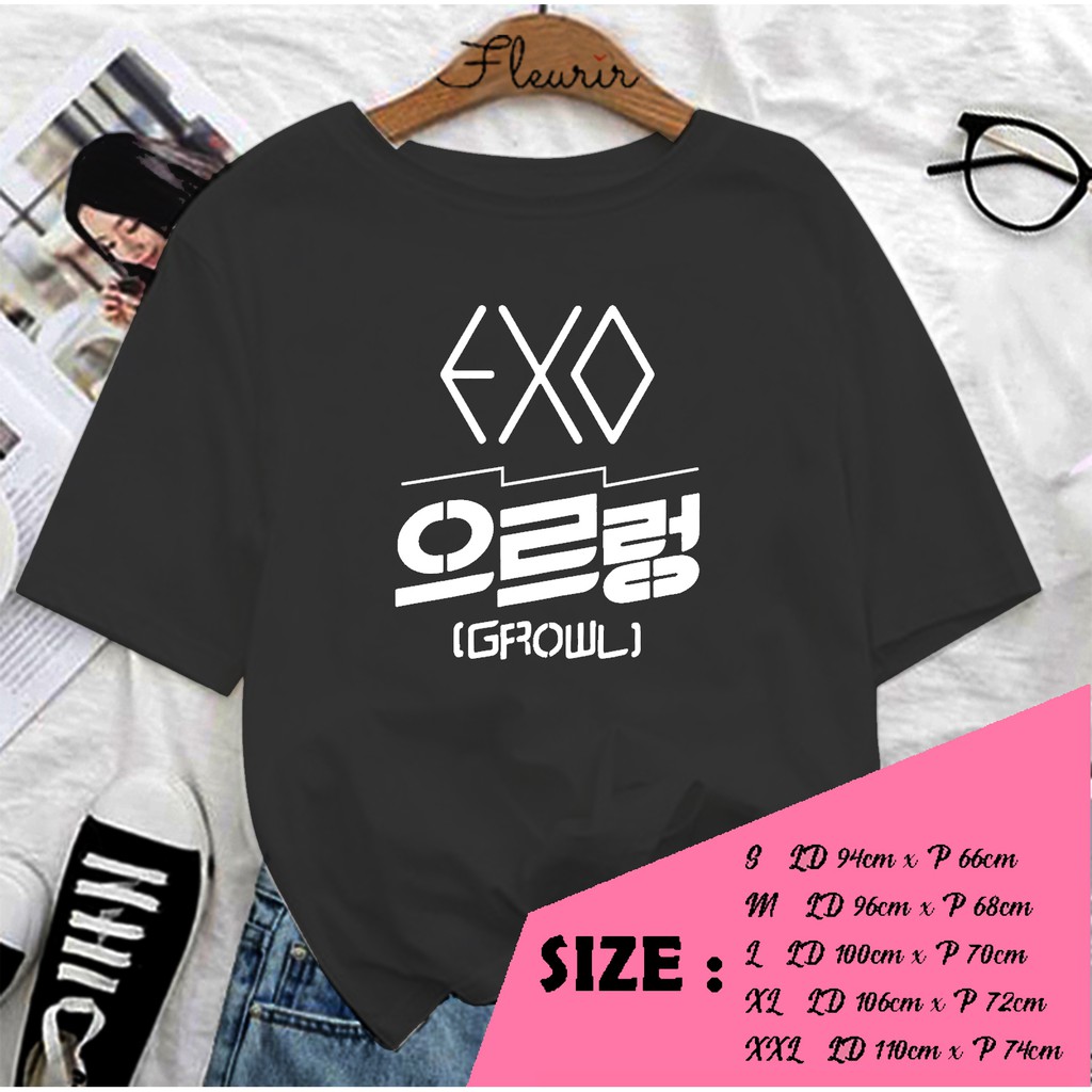 FLEURIR -  EXO GROWL KPOP KAOS WANITA DEWASA LENGAN PENDEK TEE UNISEX