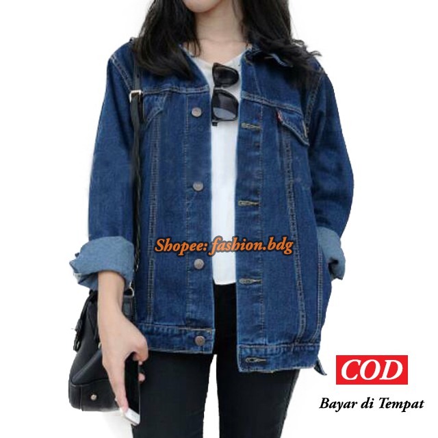 JAKET JEANS WANITA DENIM OVERSIZED JAKET JINS CEWEK TERBARU 2023