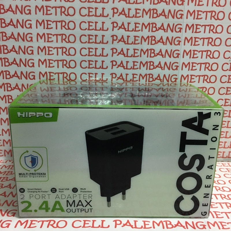 HIPPO Adapter Charger COSTA GEN 3 DUAL USB 2.4A Smart Detect Charger