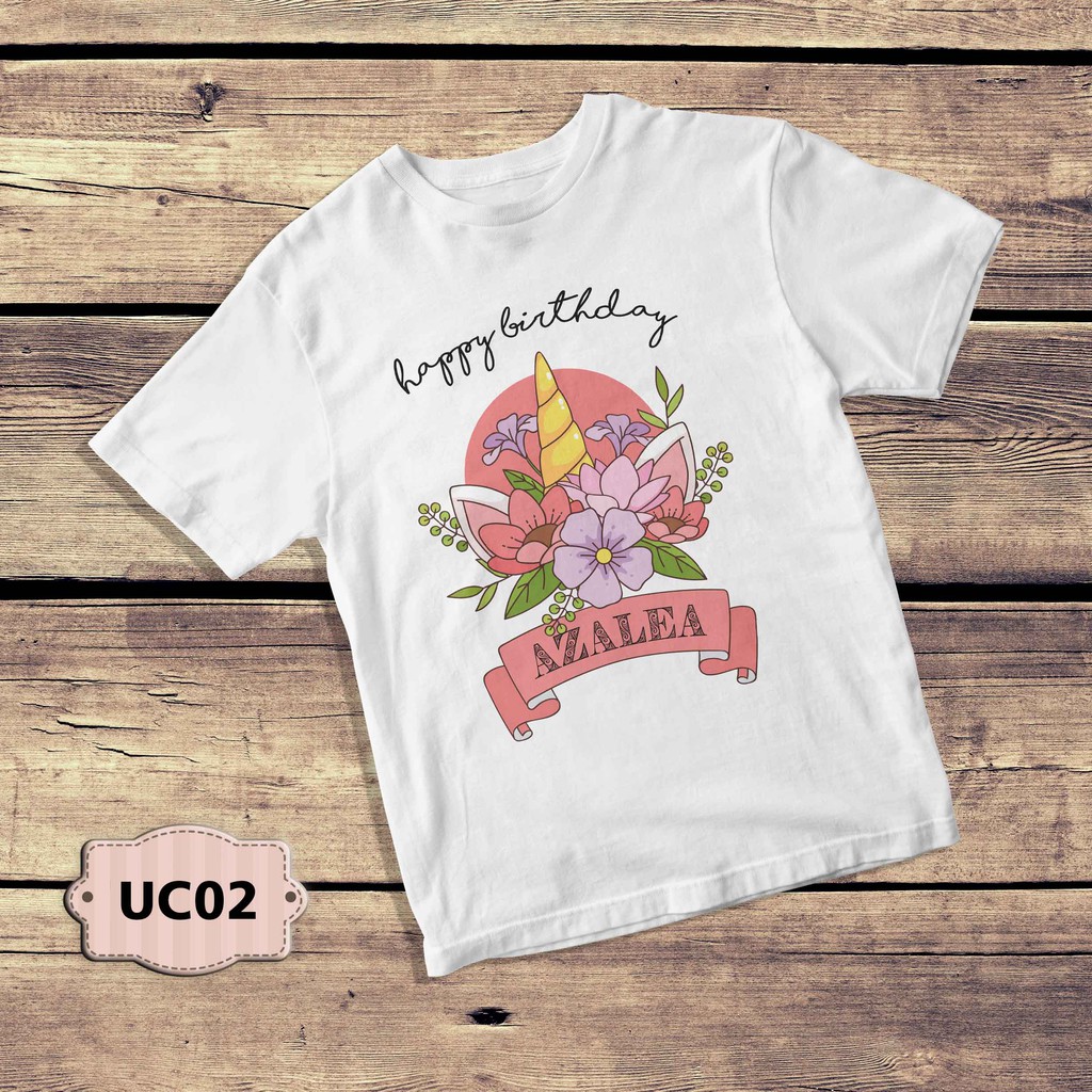 Kaos Set Ultah milad birthday theme cute cat dan unicorn party