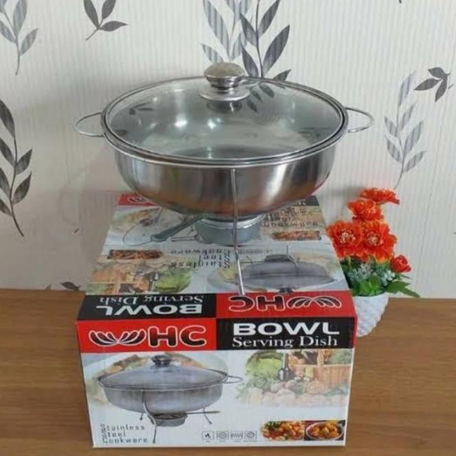 PRASMANAN BULAT HC + PEMANAS + TUTUP KACA/SERVING DISH BOWL HC