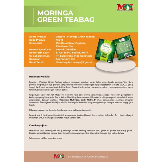 

Moringa Green Tea